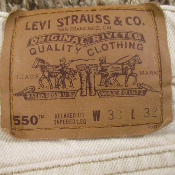 Levi's Vintage 80s Orange Tab Jeans Men 30x29 Beige 550 Relaxed Tapered Made USA - Picture 5 of 9